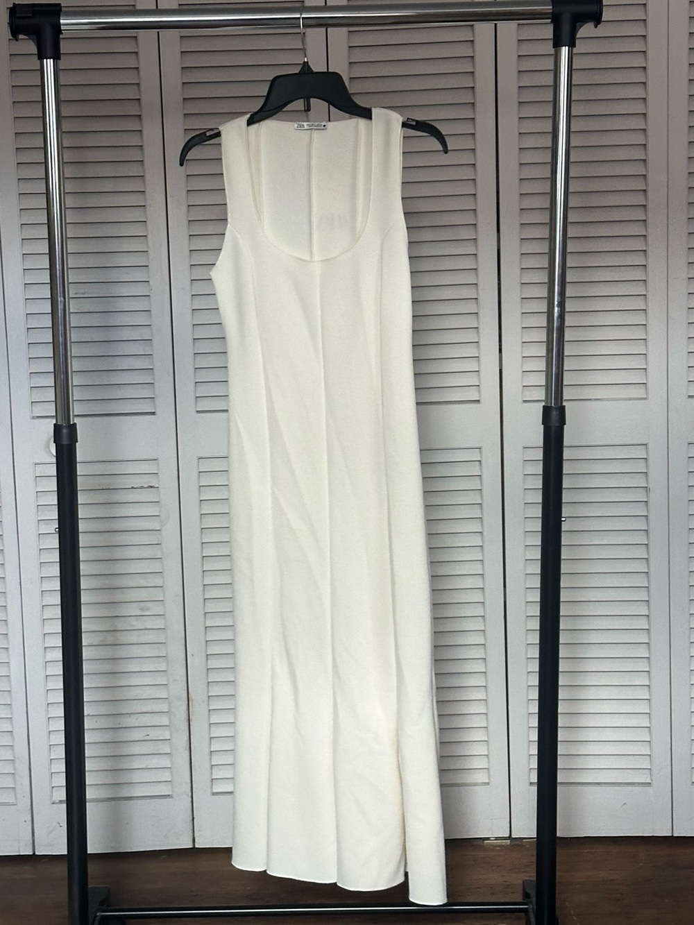 Zara White Midi Scoop Neck Tank Dress